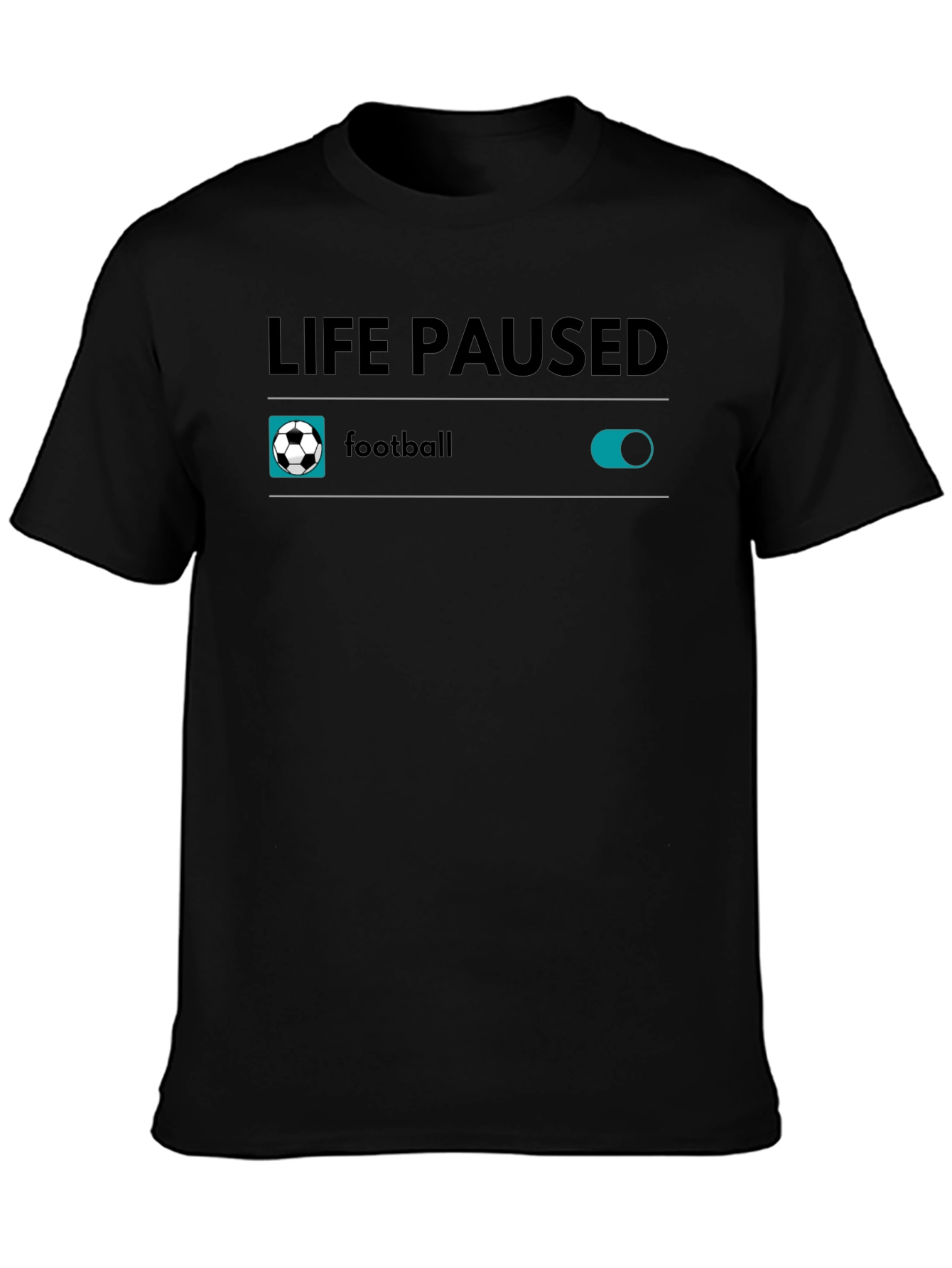 Life Paused Football T-Shirt - Black