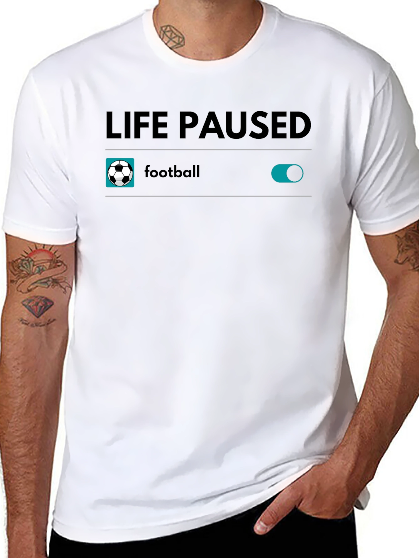 Life Paused Football T-Shirt - Black