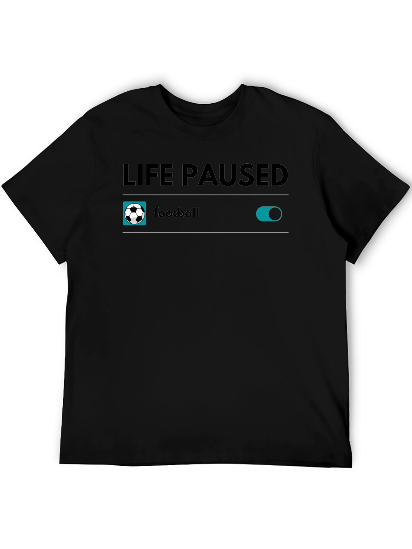 Life Paused Football T-Shirt - Black