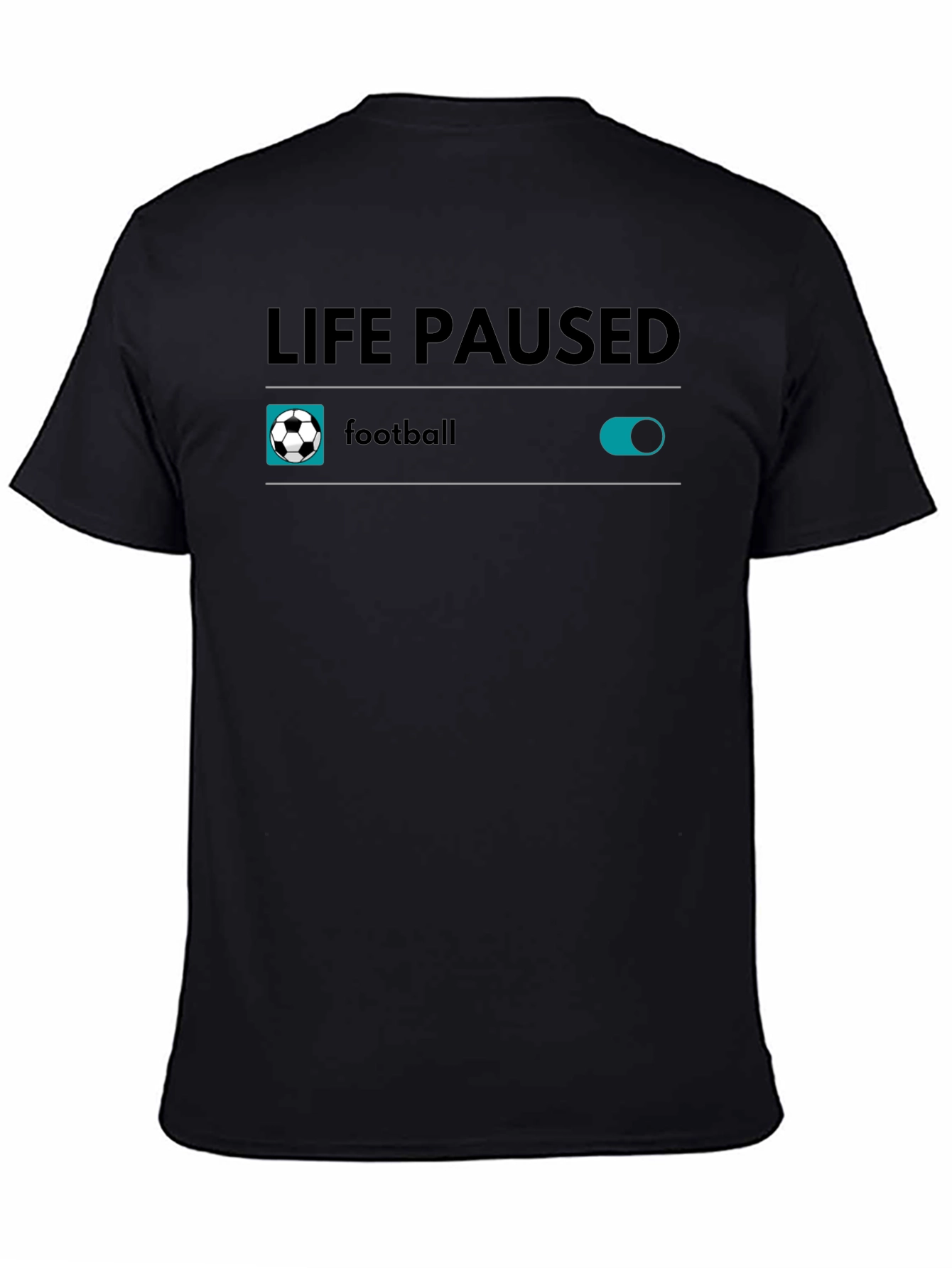 Life Paused Football T-Shirt - Black