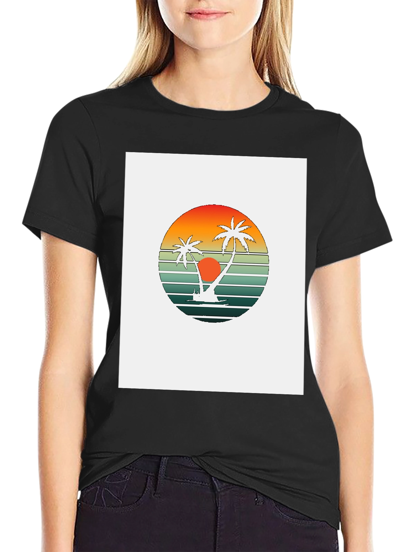 Retro Palm Tree Sunset Graphic Tee - Tropical Vibe