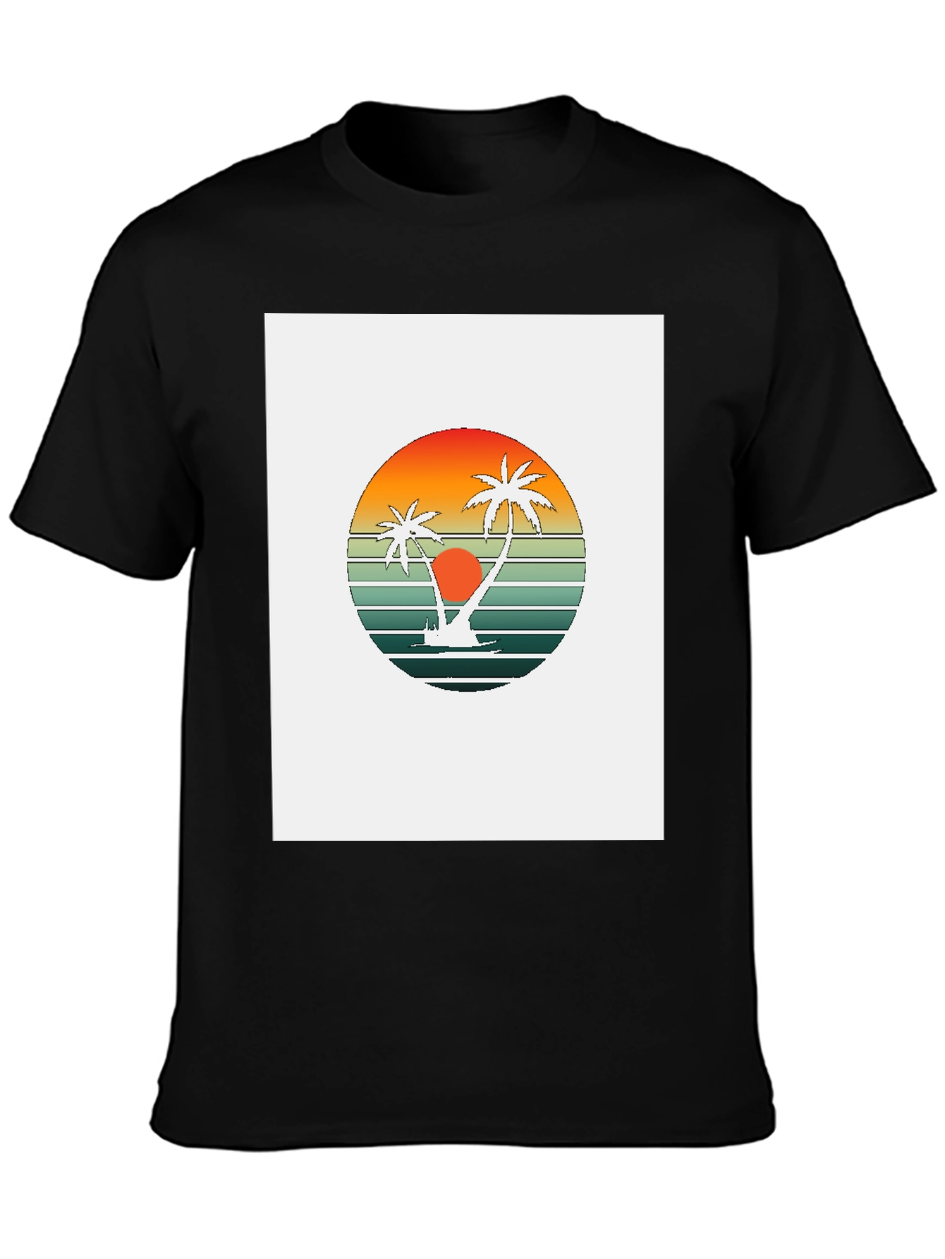 Retro Palm Tree Sunset Graphic Tee - Tropical Vibe