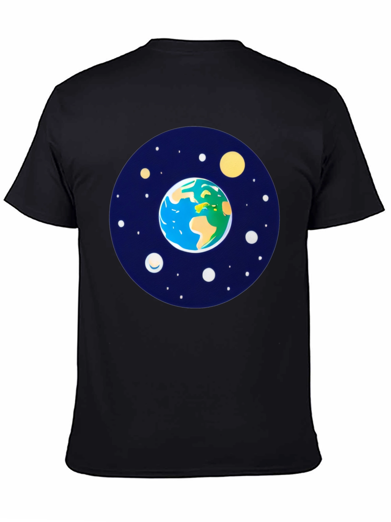Earth and Stars Graphic Tee - Mens Black T-Shirt