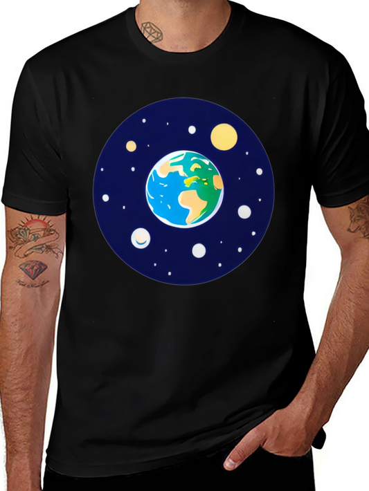 Earth and Stars Graphic Tee - Mens Black T-Shirt