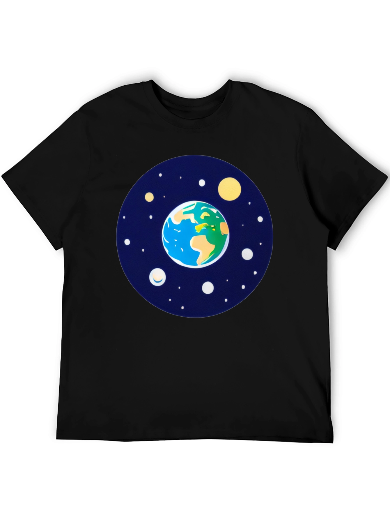 Earth and Stars Graphic Tee - Mens Black T-Shirt
