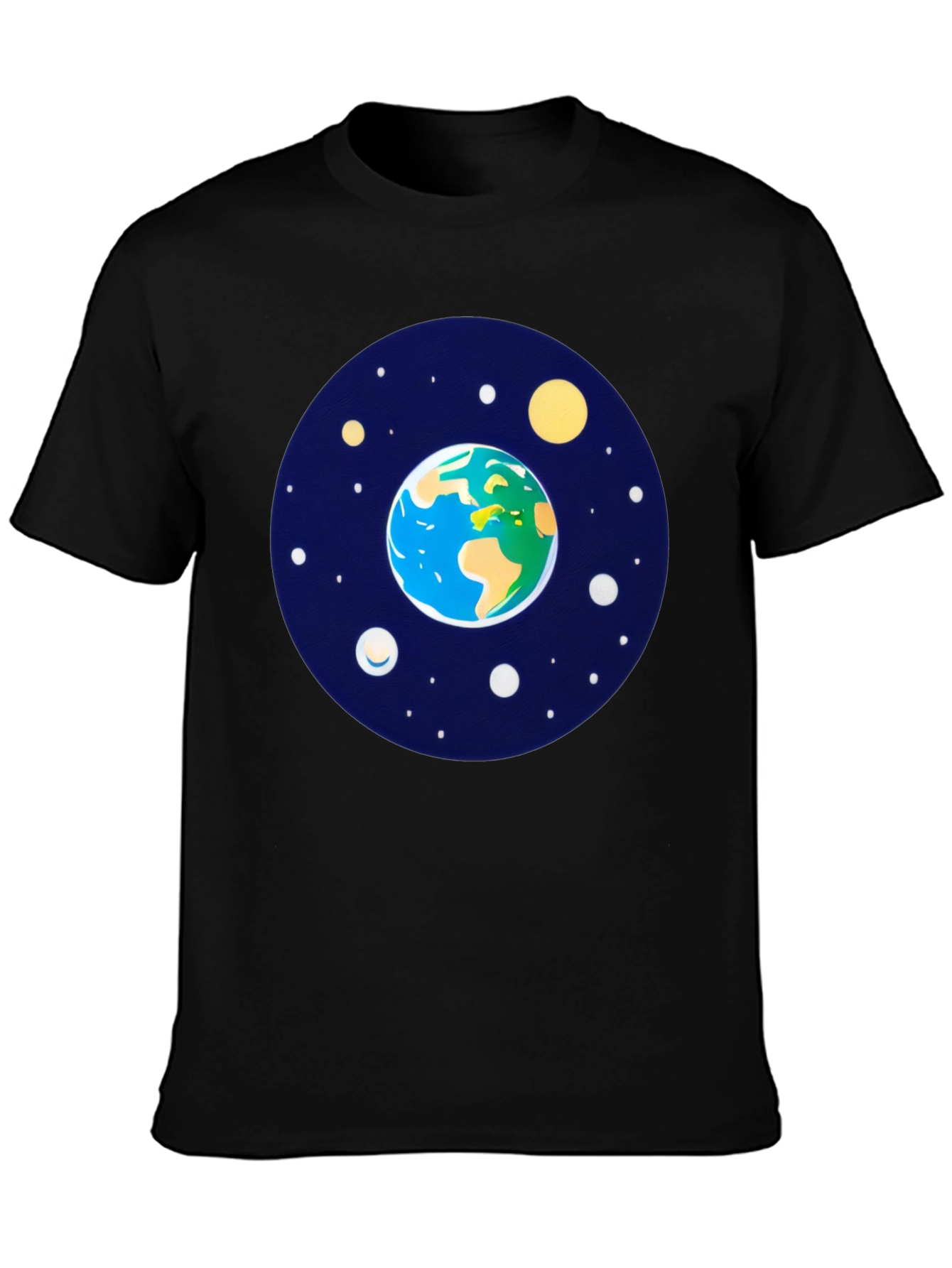 Earth and Stars Graphic Tee - Mens Black T-Shirt