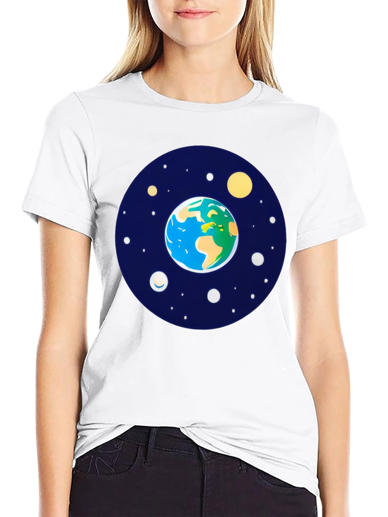 Earth and Stars Graphic Tee - Mens Black T-Shirt