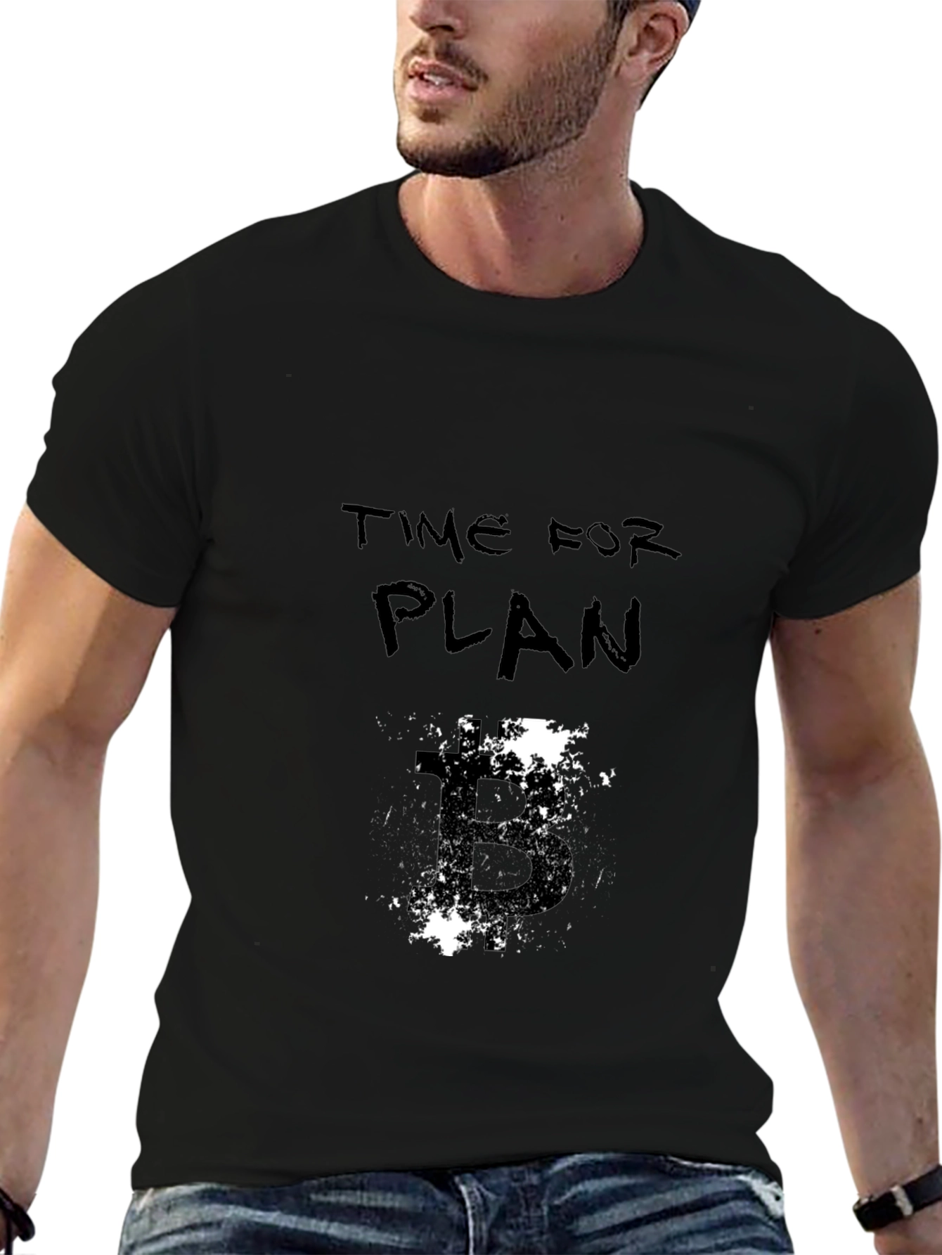 Time For Plan Black Graphic Tee