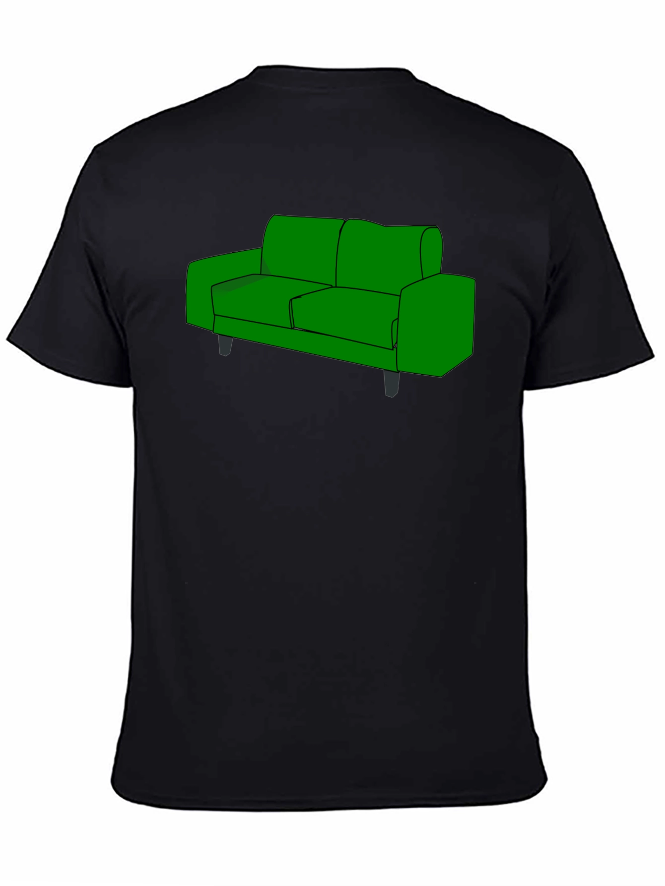Green Couch Graphic Tee - Black Cotton T-Shirt