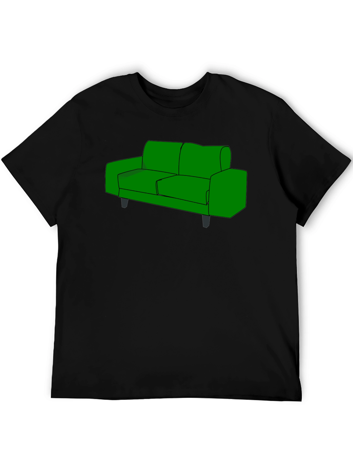 Green Couch Graphic Tee - Black Cotton T-Shirt