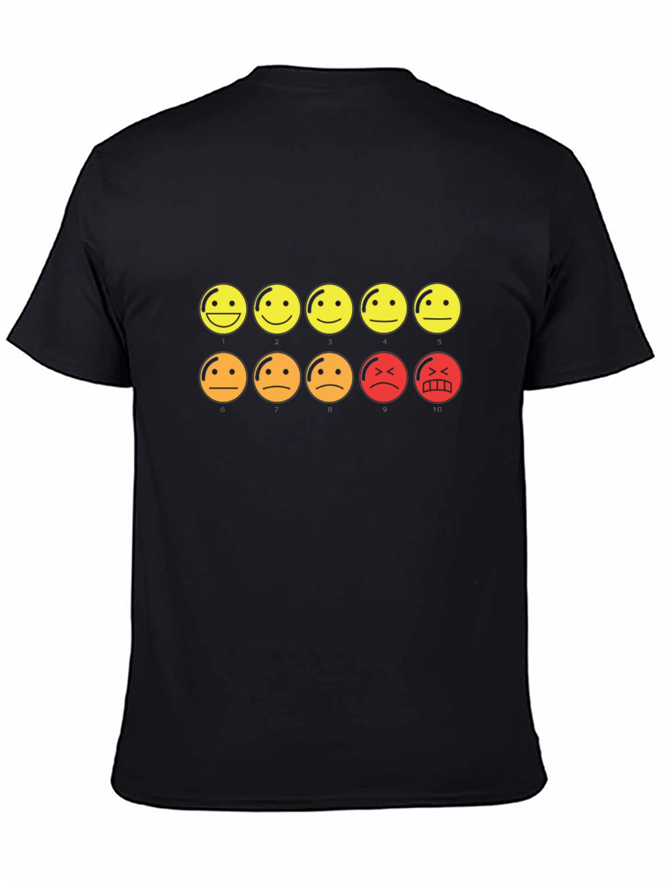 Mood Rating Smiley Face Graphic Tee - Black Cotton