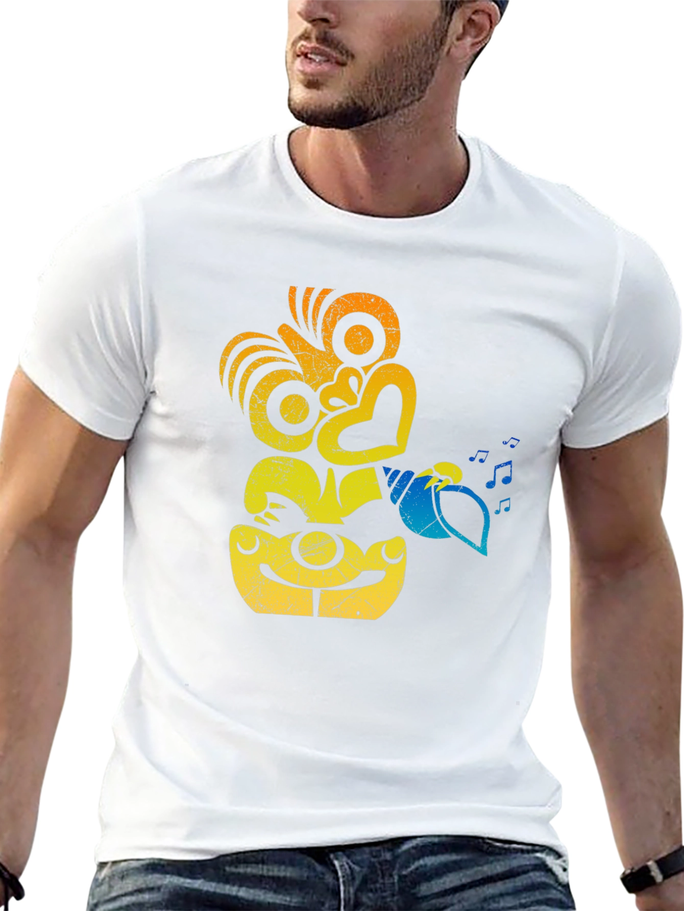 Retro Tiki Musician Graphic T-Shirt
