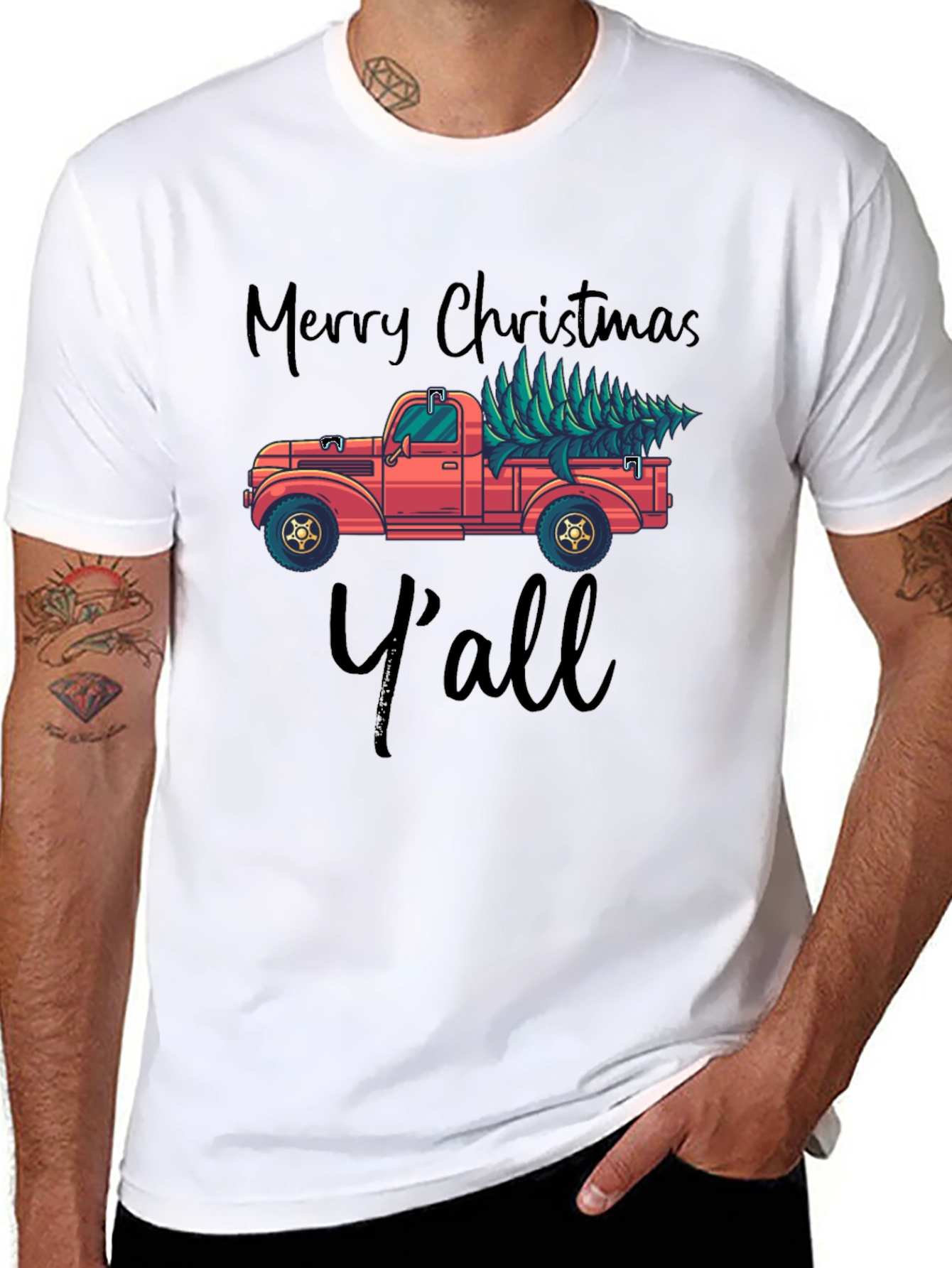 Merry Christmas Yall Truck Graphic Tee