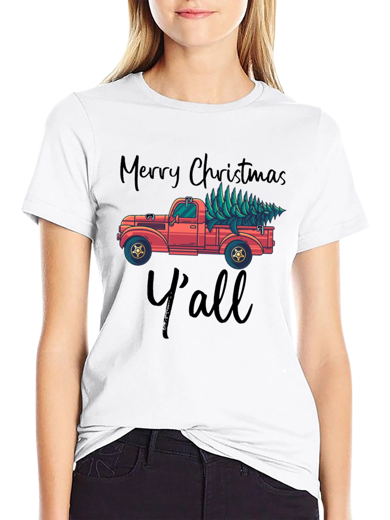 Merry Christmas Yall Truck Graphic Tee