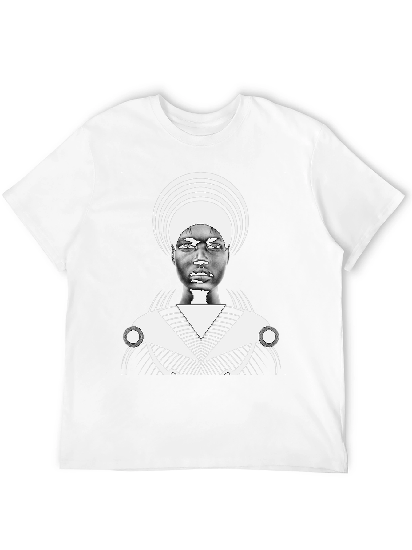 Graphic Black Tee with Bold Afro-Futuristic Design