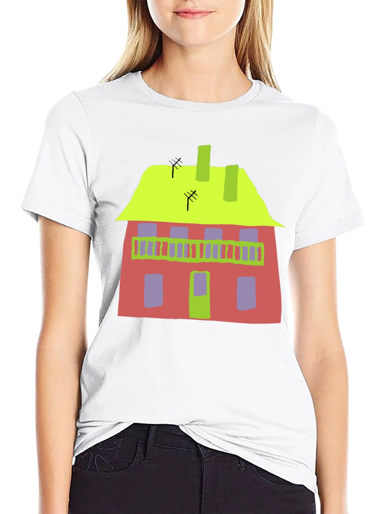 Abstract House Graphic Tee - Quirky Style