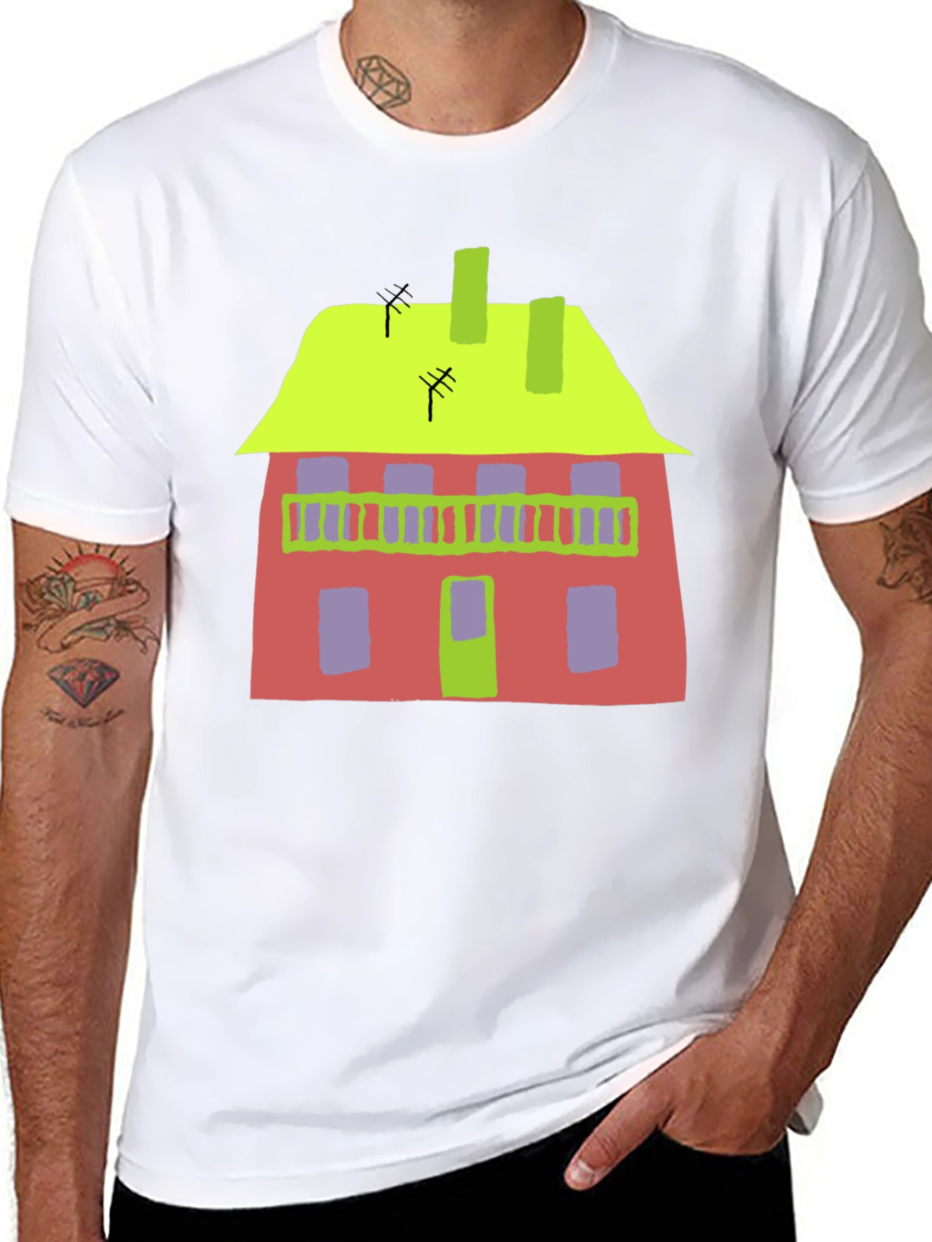 Abstract House Graphic Tee - Quirky Style