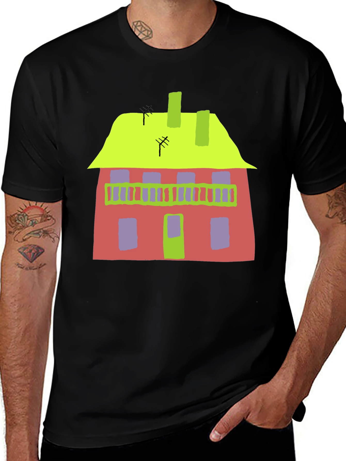 Abstract House Graphic Tee - Quirky Style