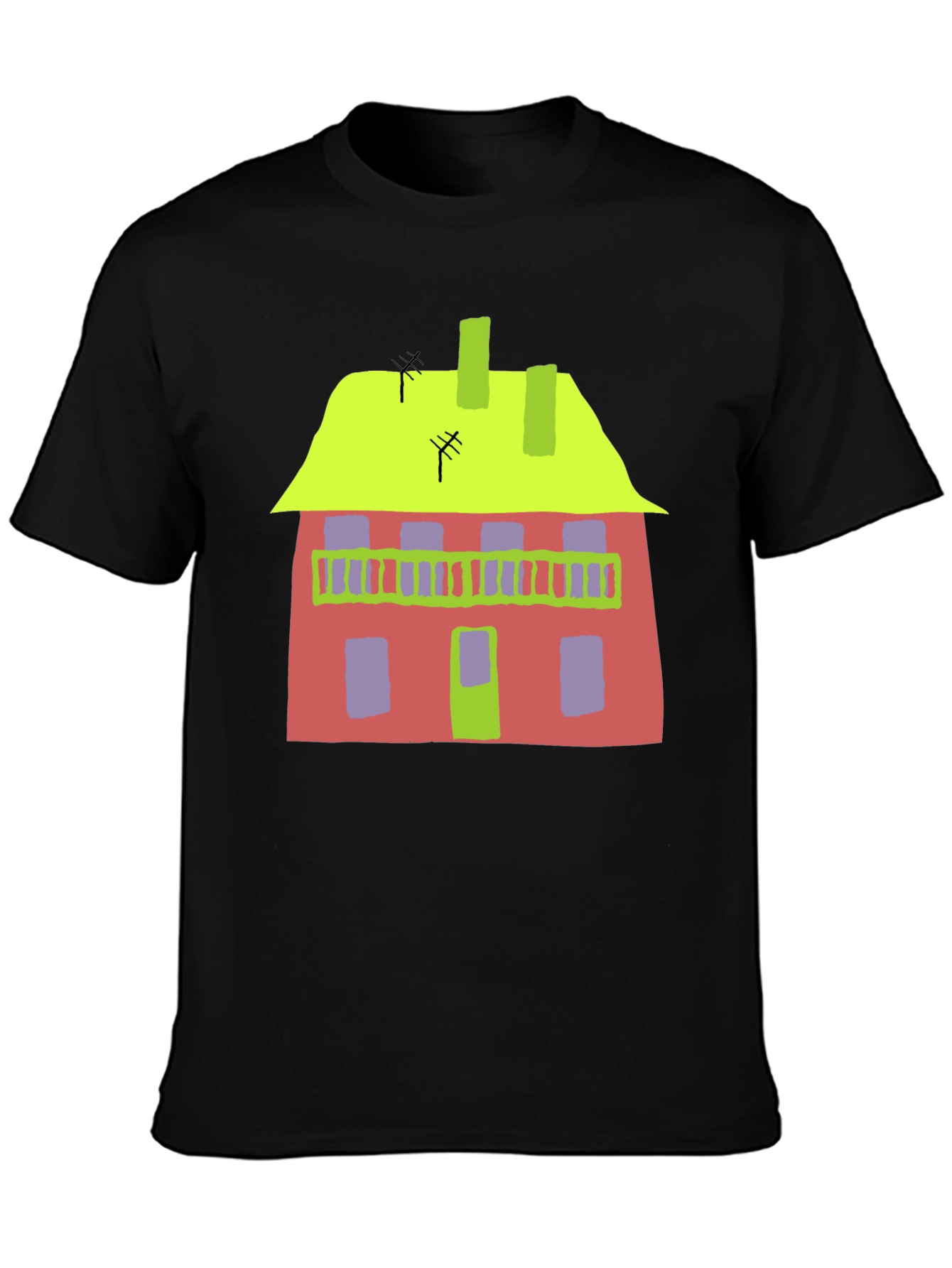 Abstract House Graphic Tee - Quirky Style