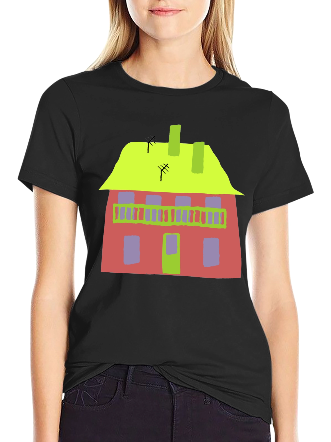 Abstract House Graphic Tee - Quirky Style
