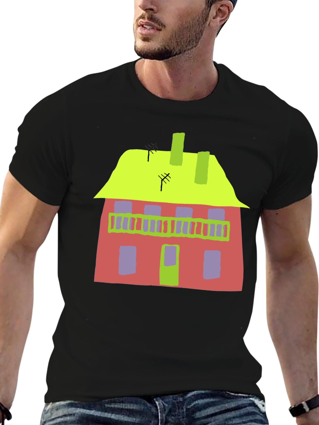 Abstract House Graphic Tee - Quirky Style