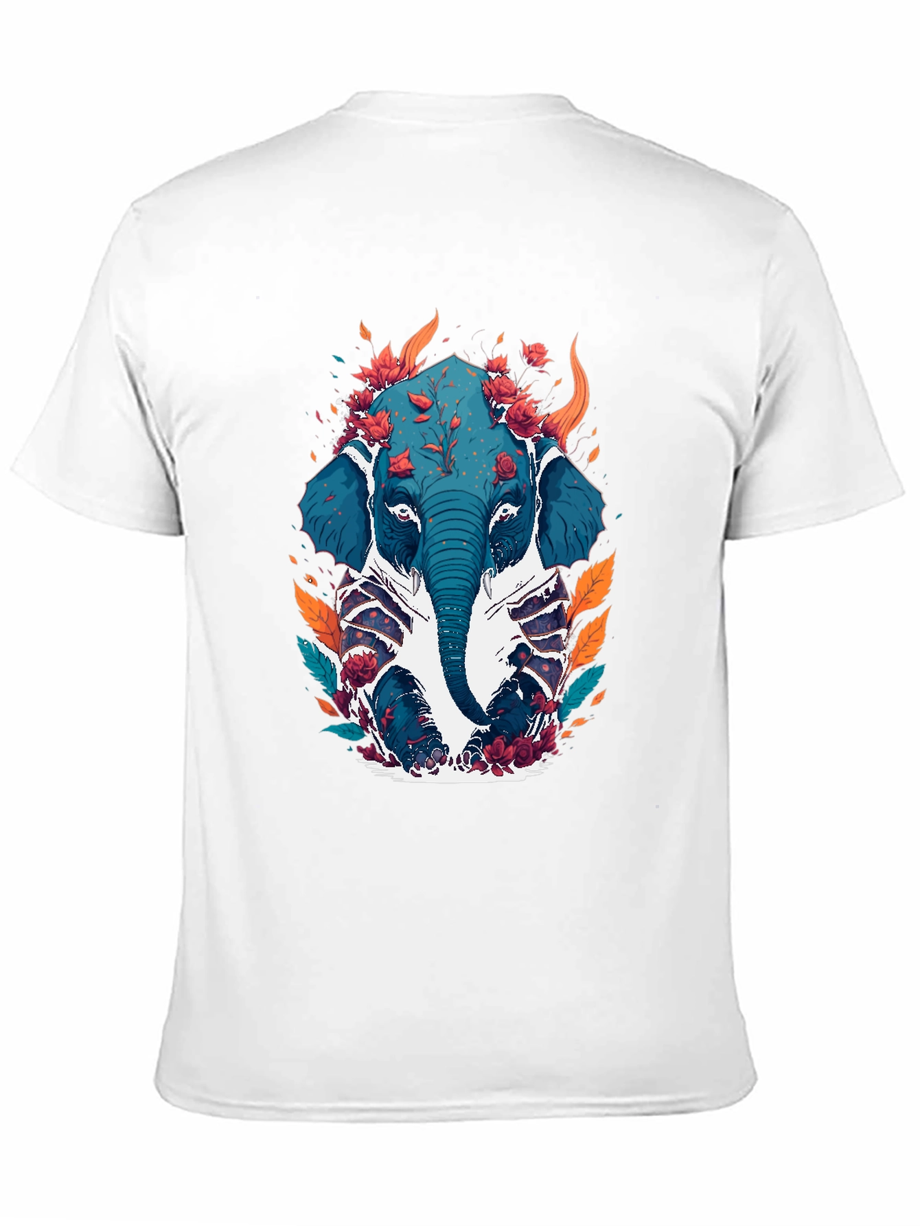 Floral Elephant Graphic Tee - Black Cotton Blend