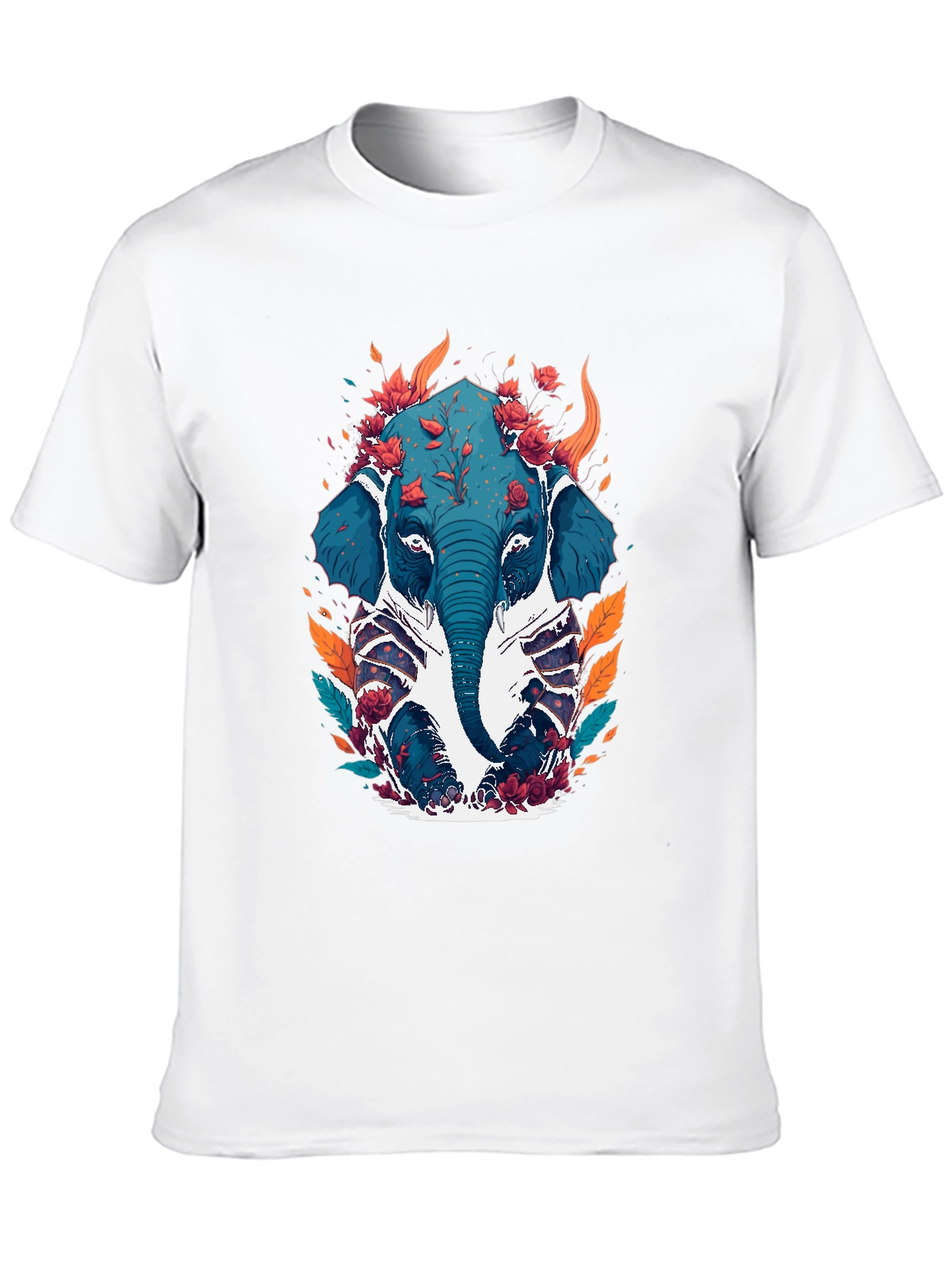 Floral Elephant Graphic Tee - Black Cotton Blend