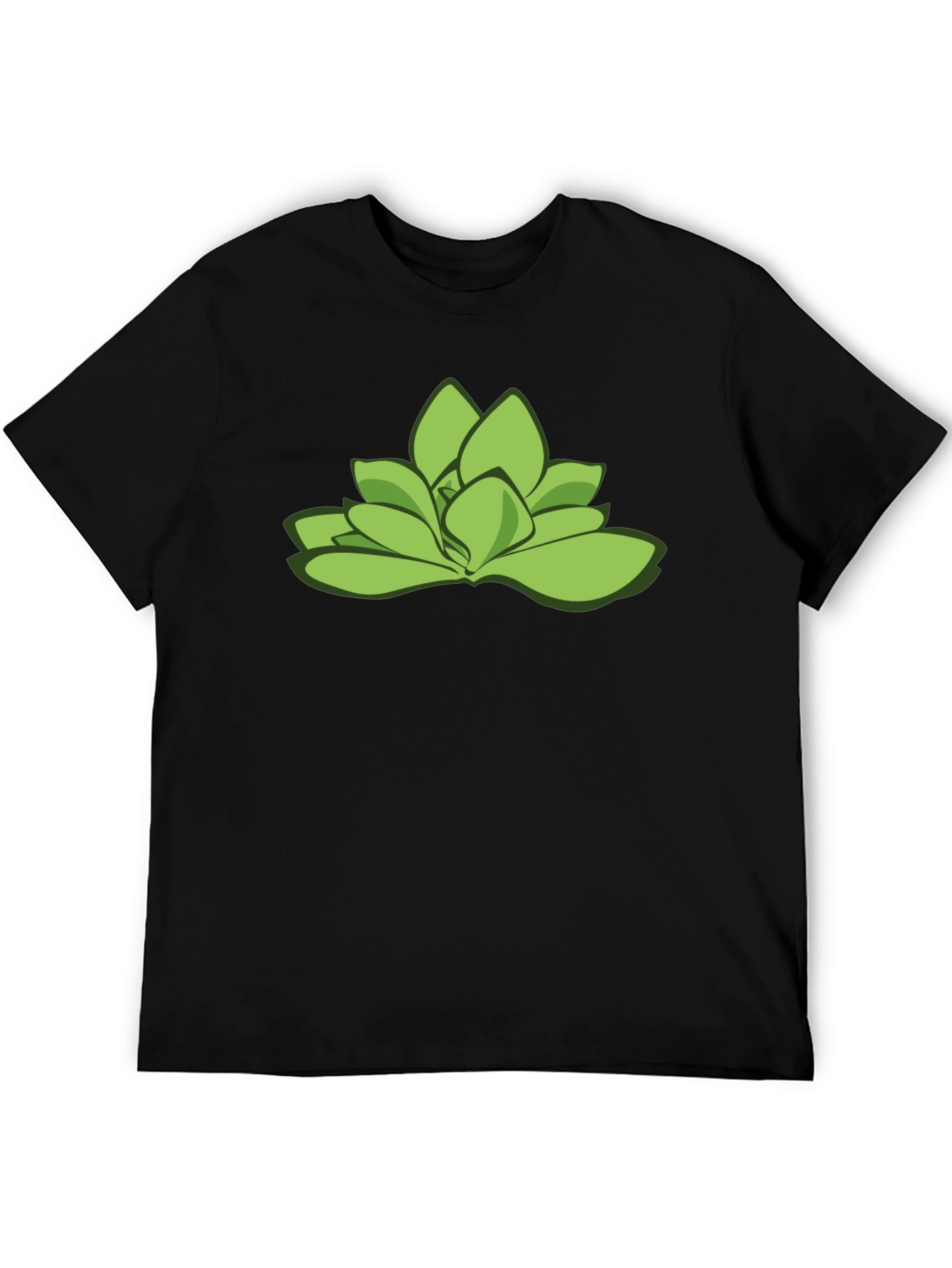Green Succulent Graphic Tee - Stylish Black T-Shirt