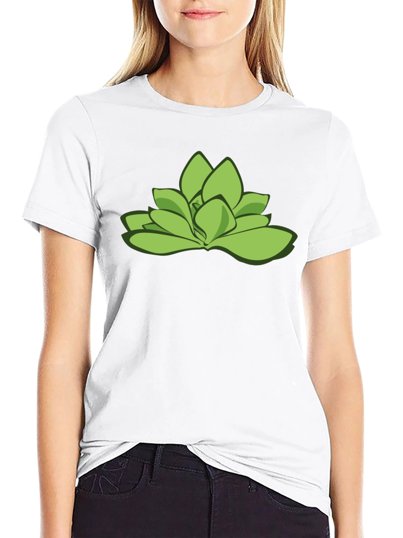 Green Succulent Graphic Tee - Stylish Black T-Shirt