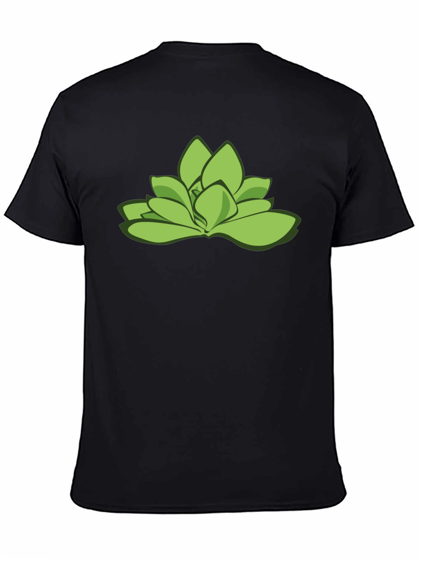 Green Succulent Graphic Tee - Stylish Black T-Shirt