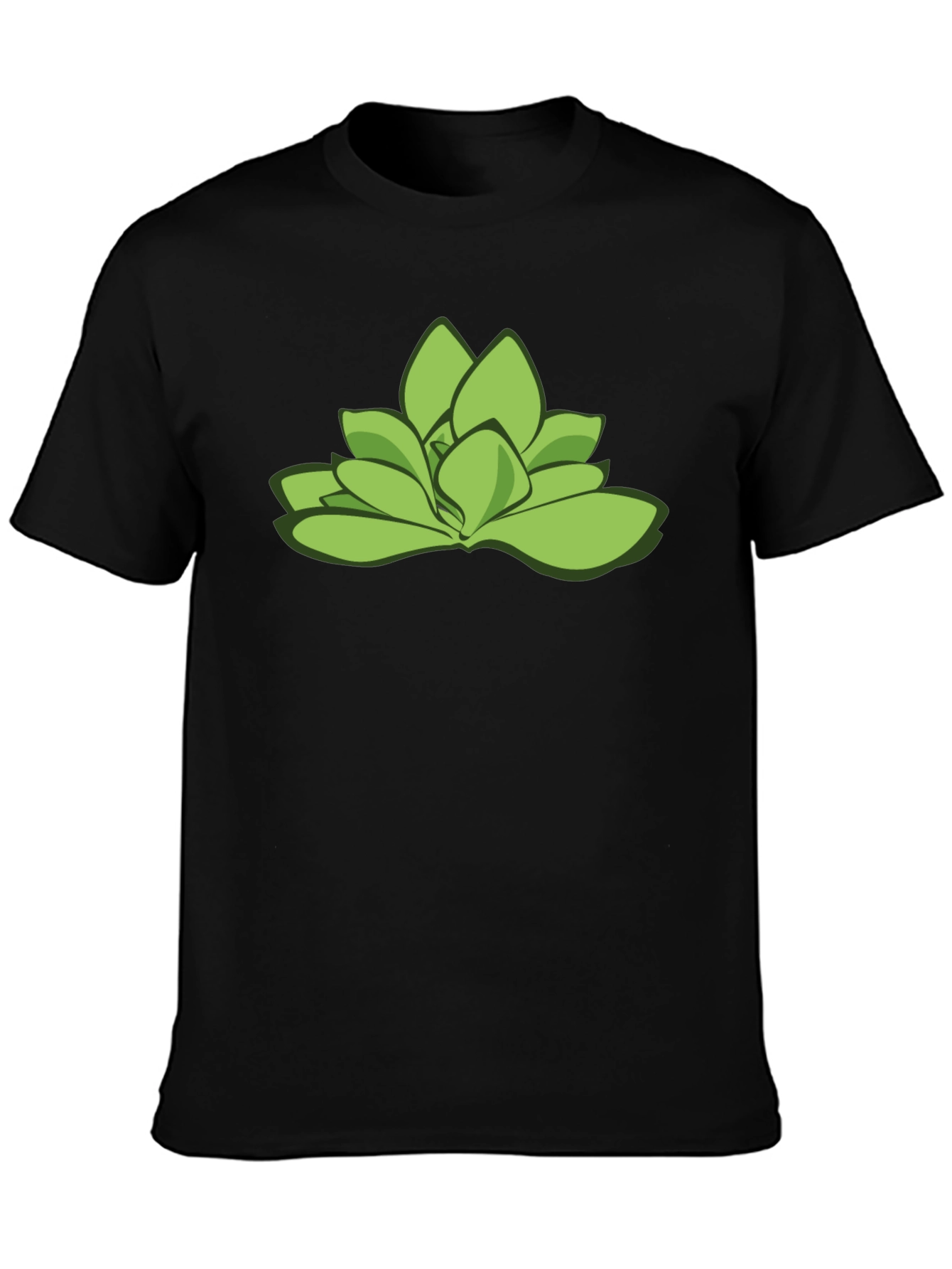 Green Succulent Graphic Tee - Stylish Black T-Shirt