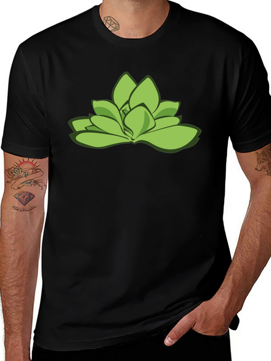 Green Succulent Graphic Tee - Stylish Black T-Shirt