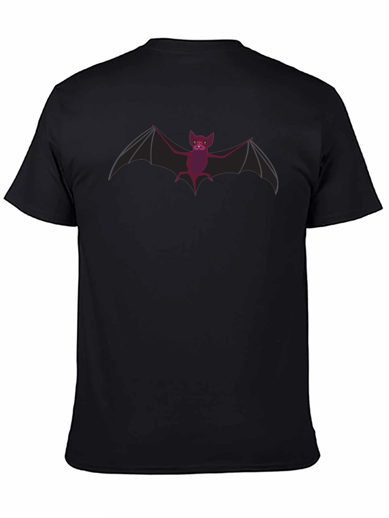 Spooky Bat Graphic Tee - Black Cotton T-Shirt