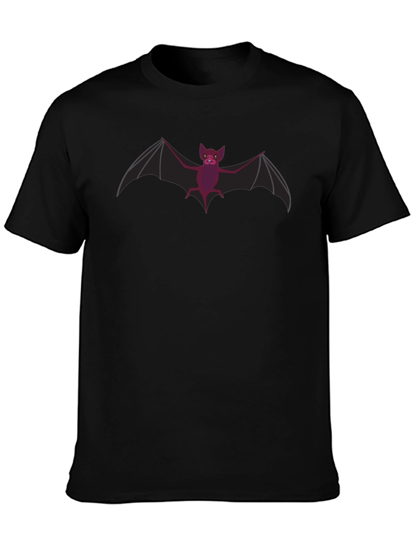 Spooky Bat Graphic Tee - Black Cotton T-Shirt