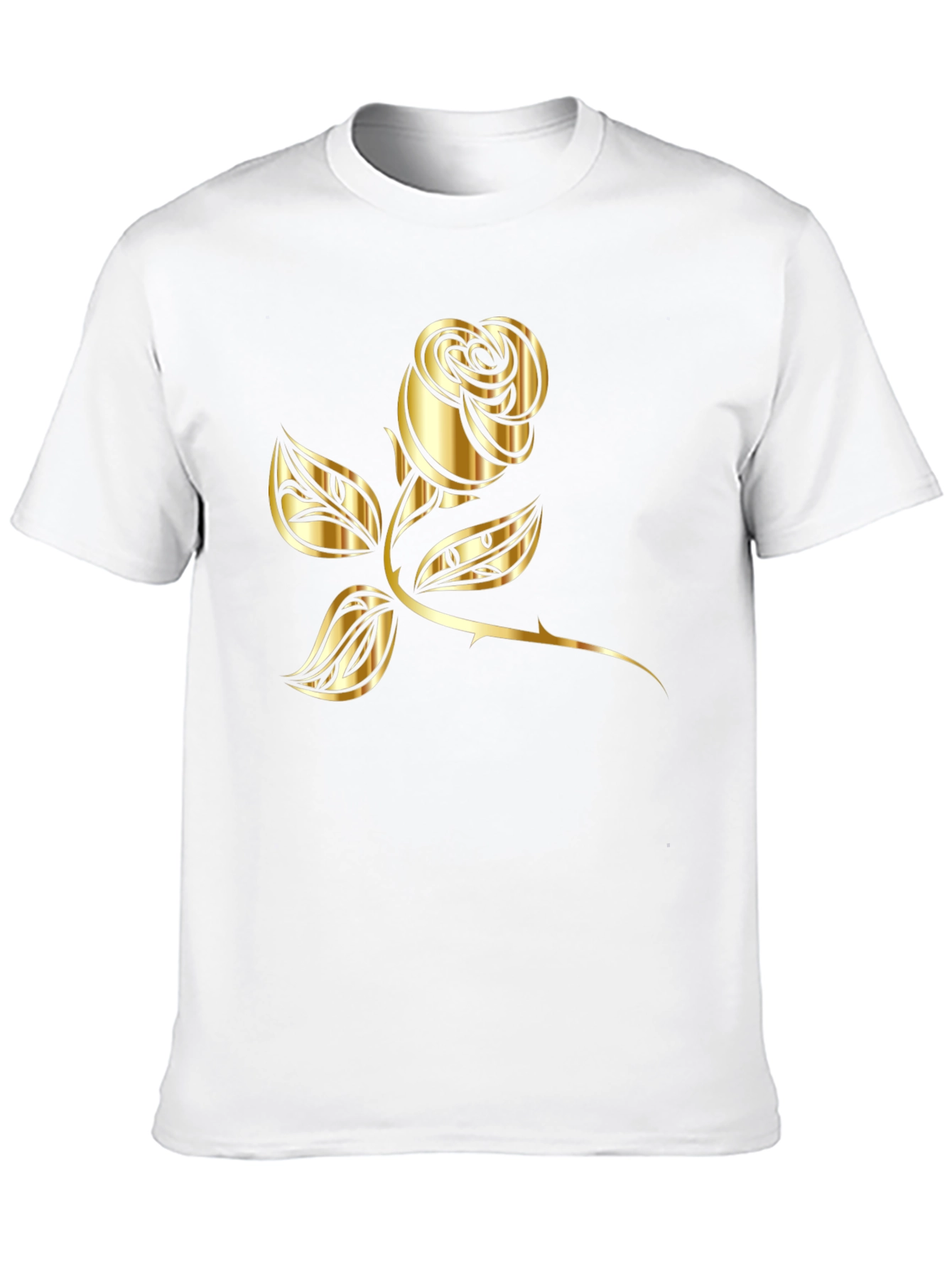 Black T-Shirt with Golden Rose Graphic