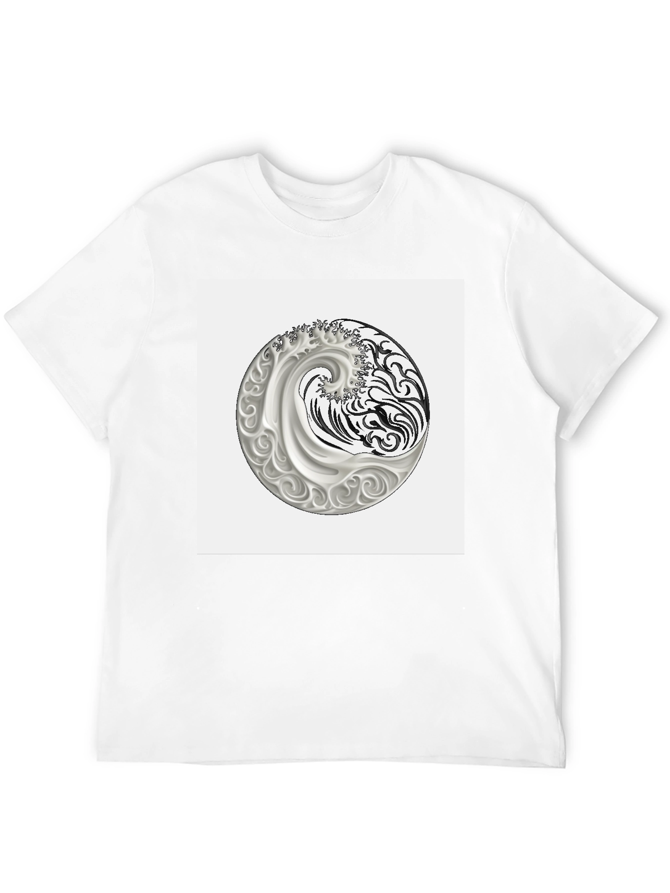 Yin Yang Wave Graphic Tee - Classic Black T-Shirt