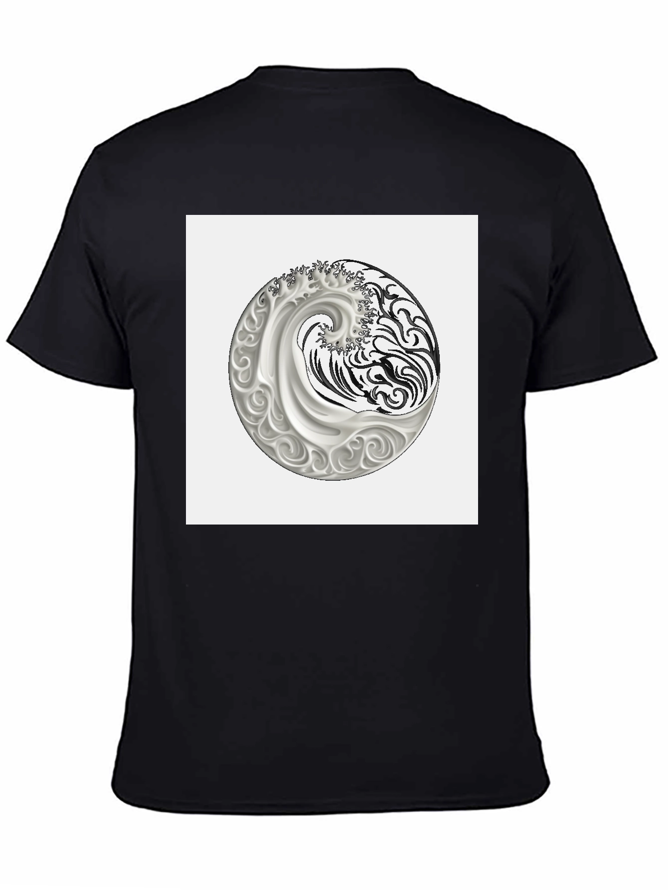 Yin Yang Wave Graphic Tee - Classic Black T-Shirt