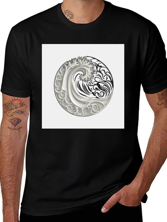 Yin Yang Wave Graphic Tee - Classic Black T-Shirt