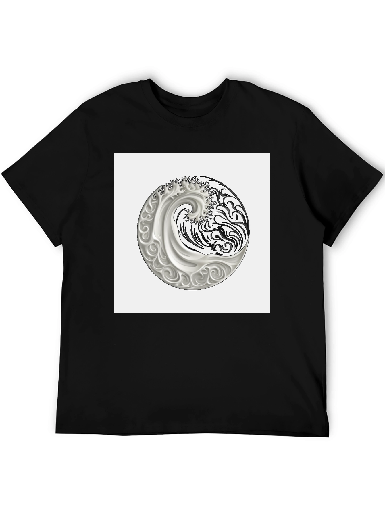 Yin Yang Wave Graphic Tee - Classic Black T-Shirt