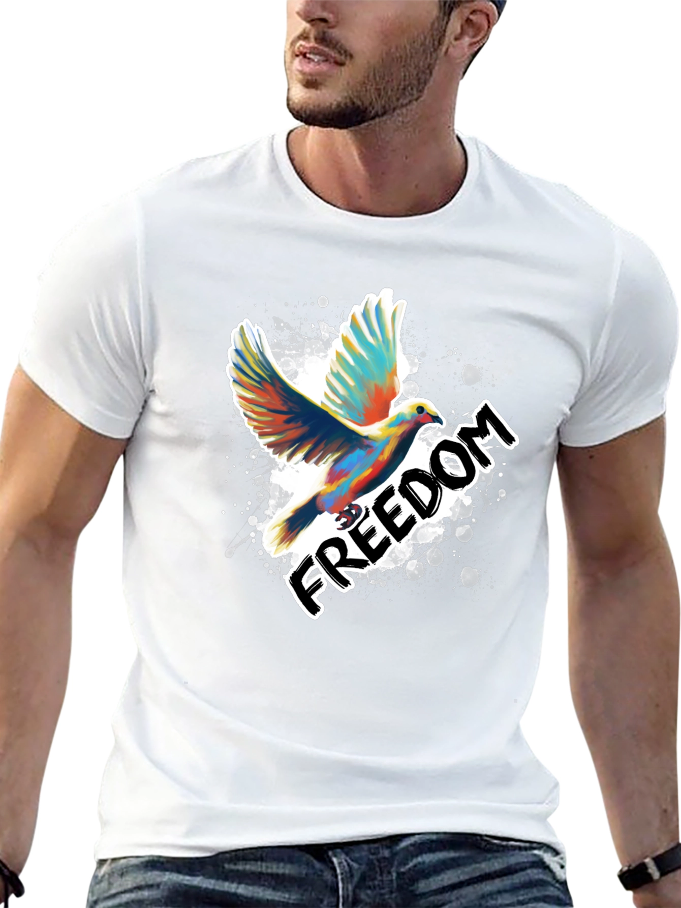 Freedom Dove Graphic T-Shirt - Stylish Mens Tee