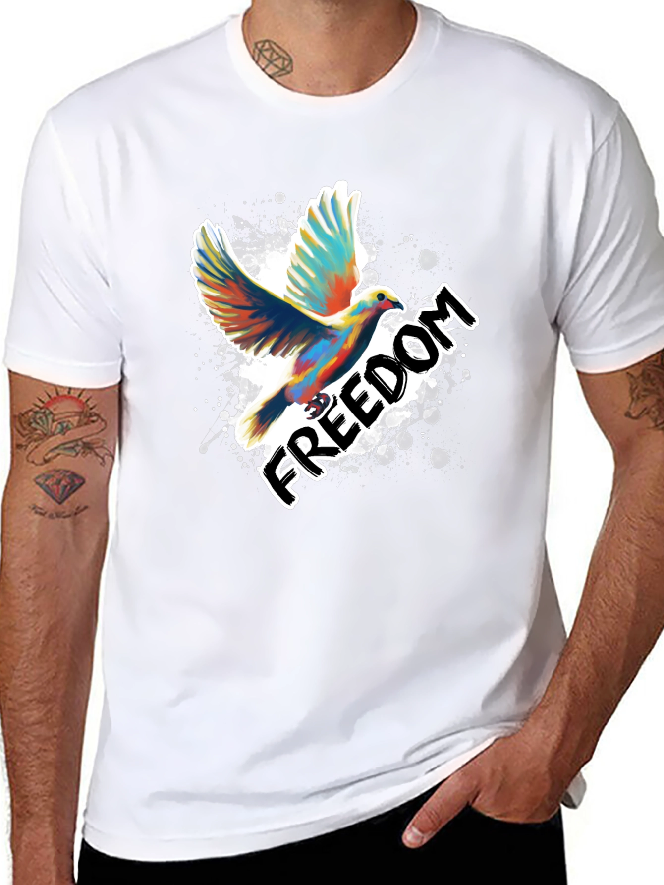 Freedom Dove Graphic T-Shirt - Stylish Mens Tee