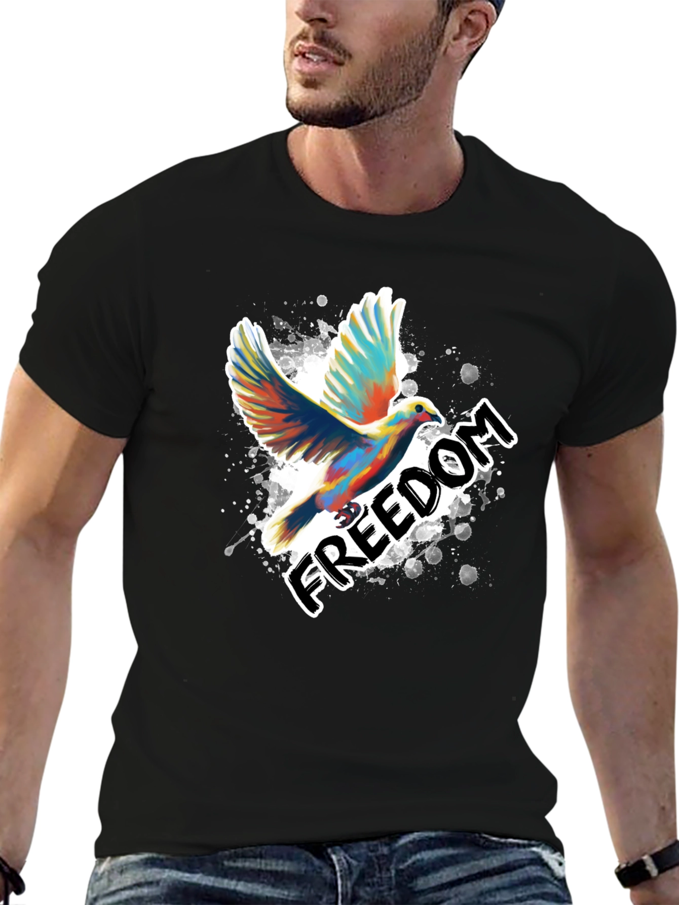 Freedom Dove Graphic T-Shirt - Stylish Mens Tee