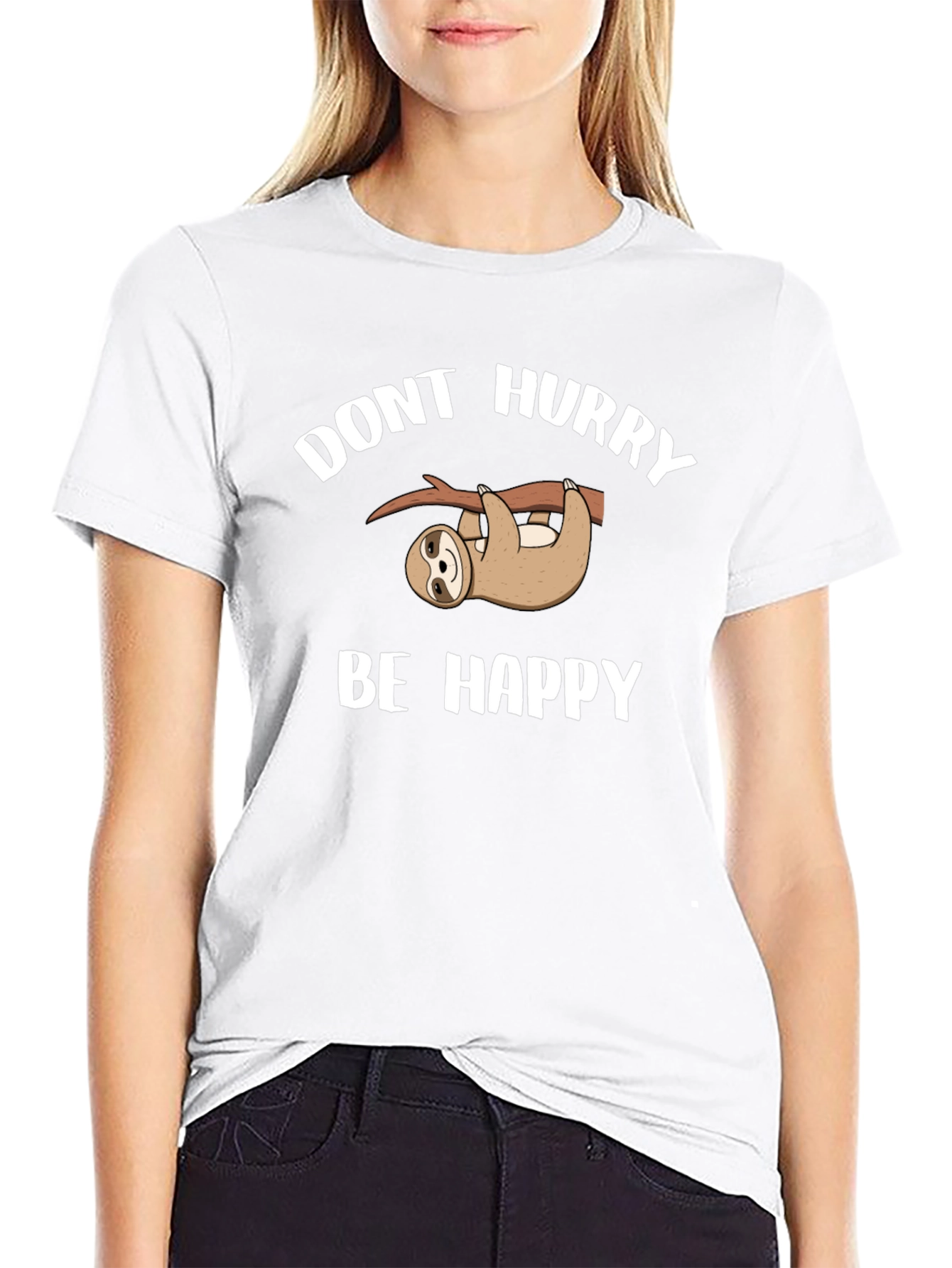 Dont Hurry Be Happy Sloth Graphic T-Shirt