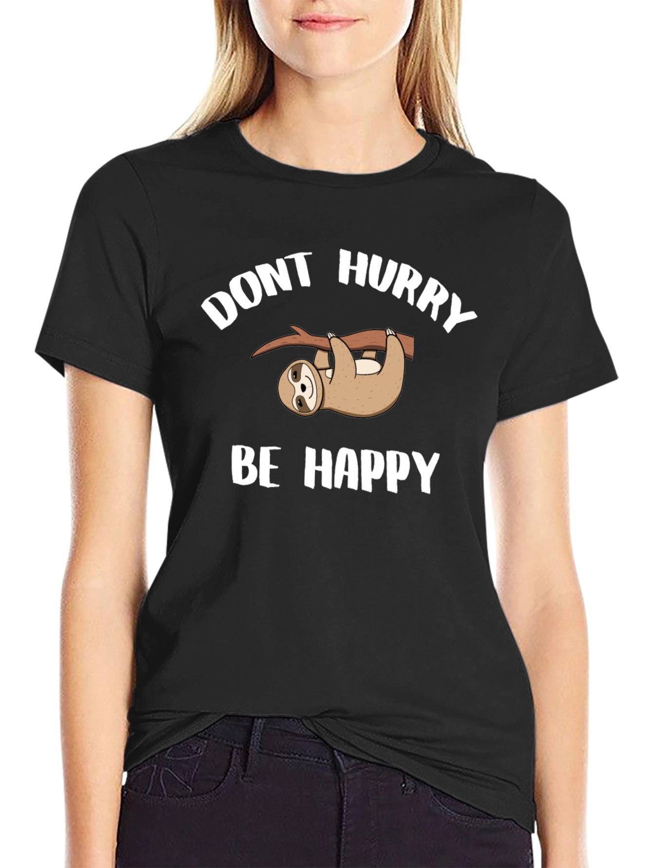 Dont Hurry Be Happy Sloth Graphic T-Shirt