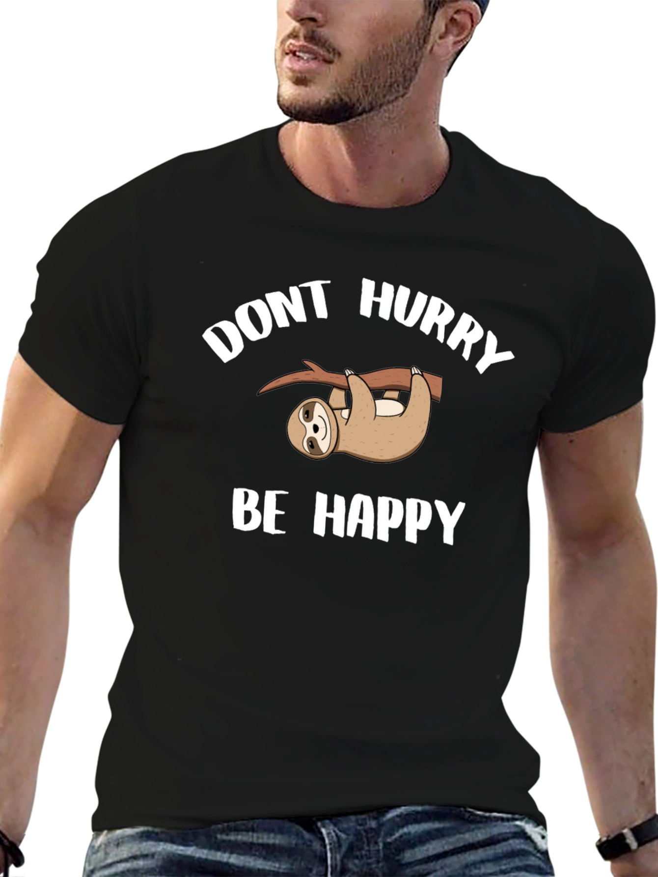 Dont Hurry Be Happy Sloth Graphic T-Shirt