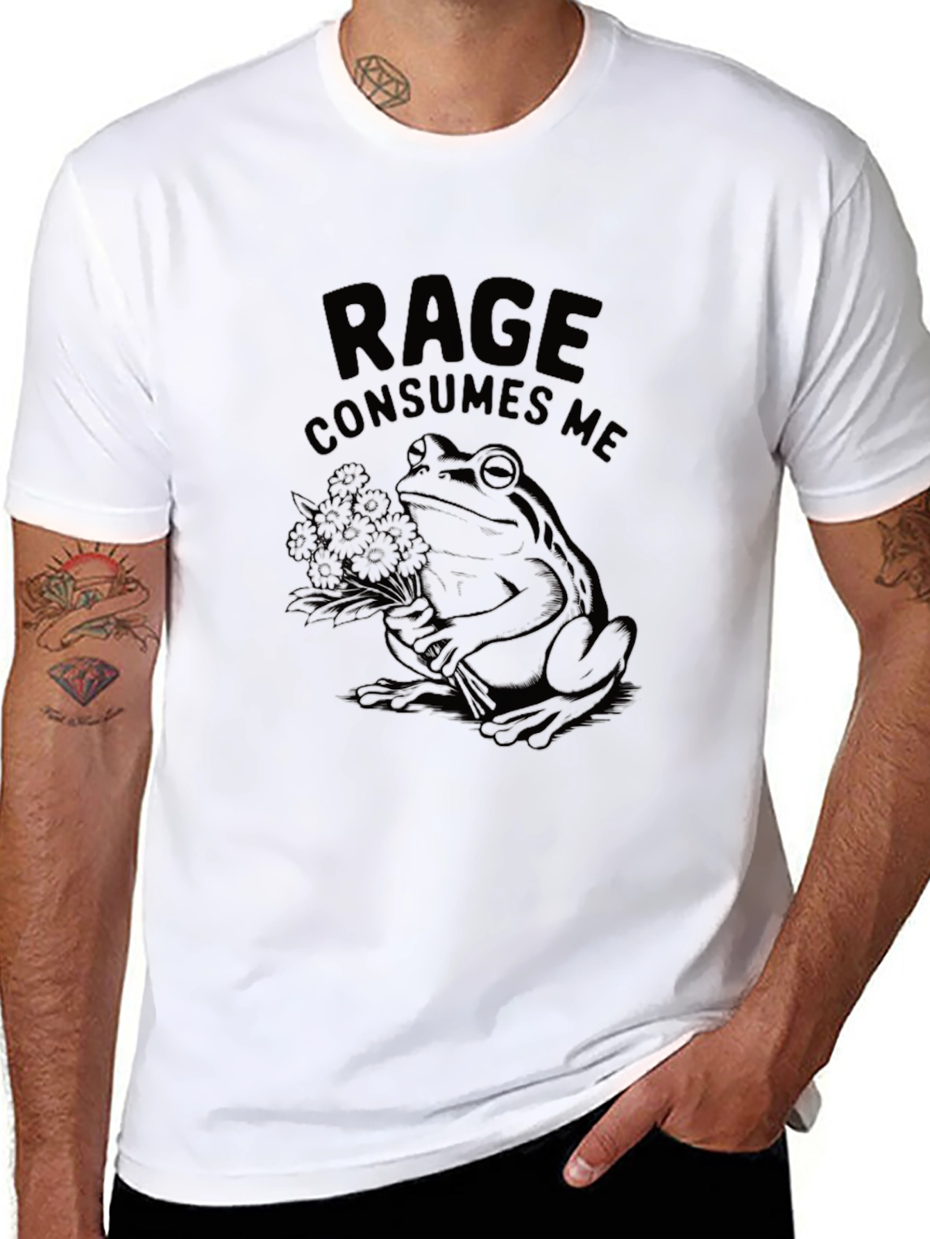 Rage Consumes Me Frog Graphic T-Shirt - Black