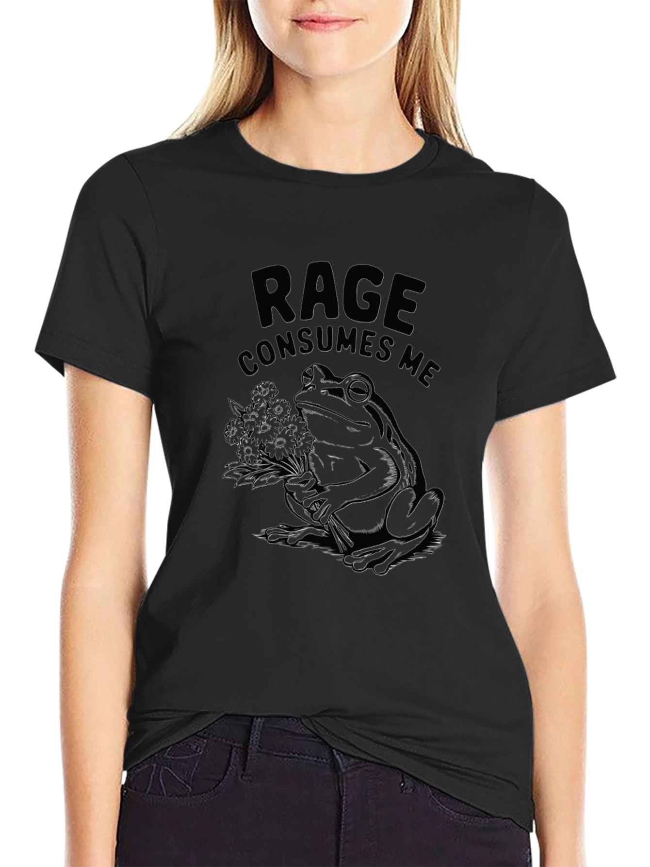 Rage Consumes Me Frog Graphic T-Shirt - Black