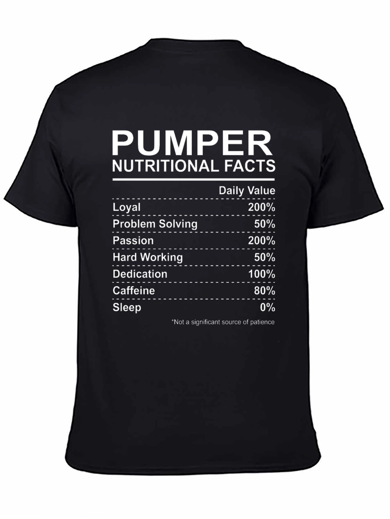 Pumper Nutritional Facts Graphic T-Shirt