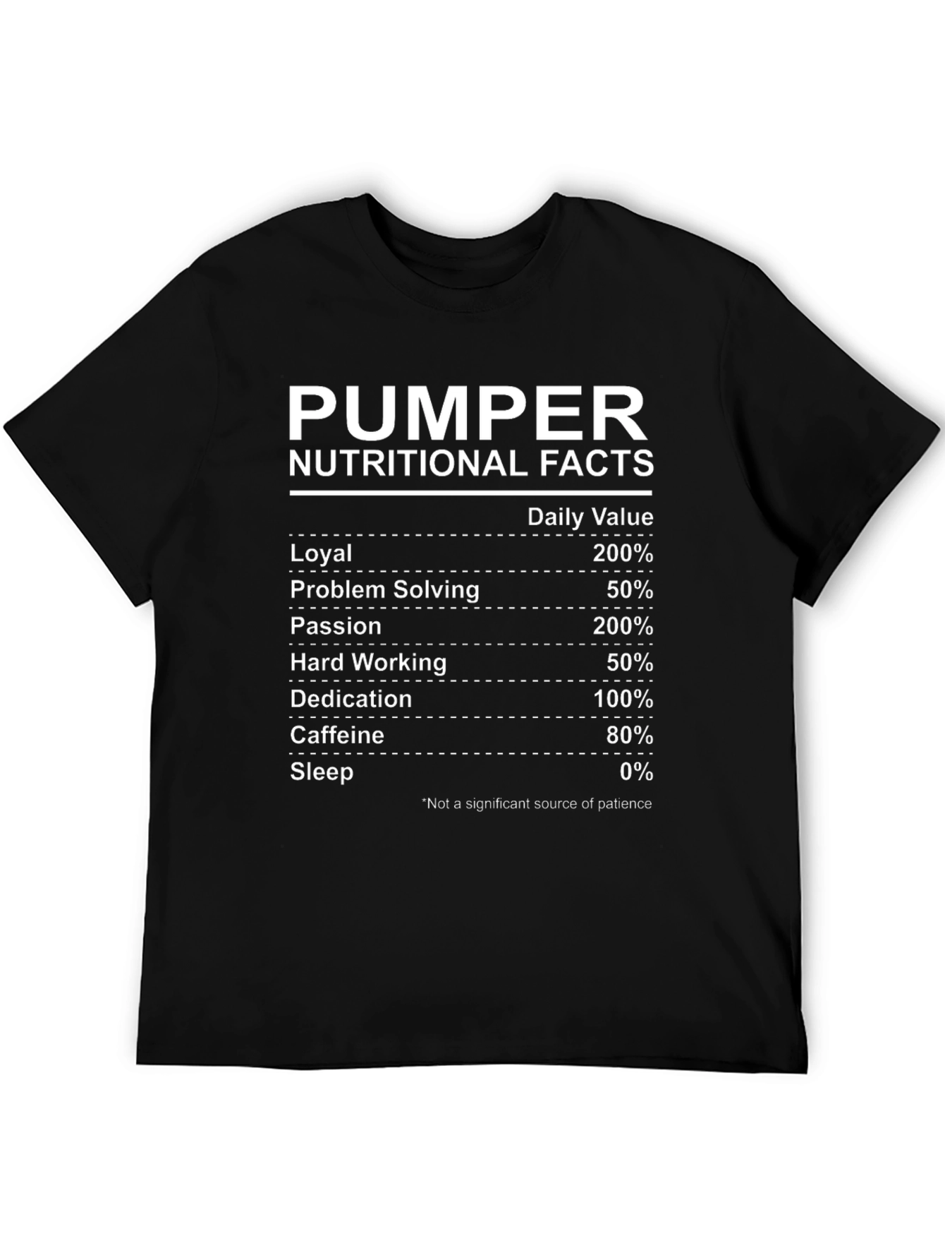 Pumper Nutritional Facts Graphic T-Shirt