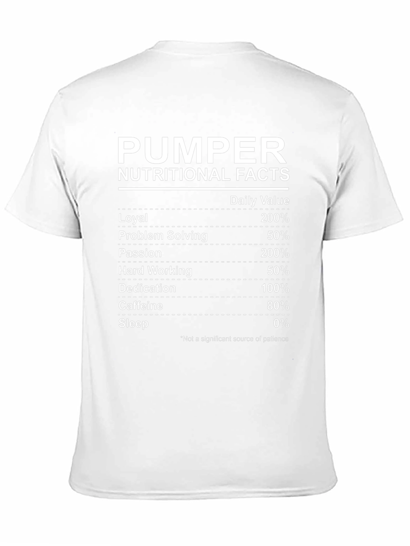 Pumper Nutritional Facts Graphic T-Shirt